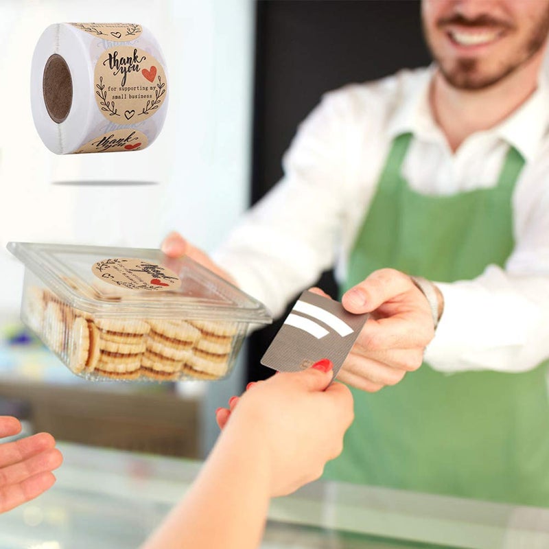 A AKRAF 2'' Thank You for Supporting My Small Business Stickers, Kraft Thank You Labels for Bakeries, Crafters & Small Business Owners, 500 Labels Per Roll - Image 5